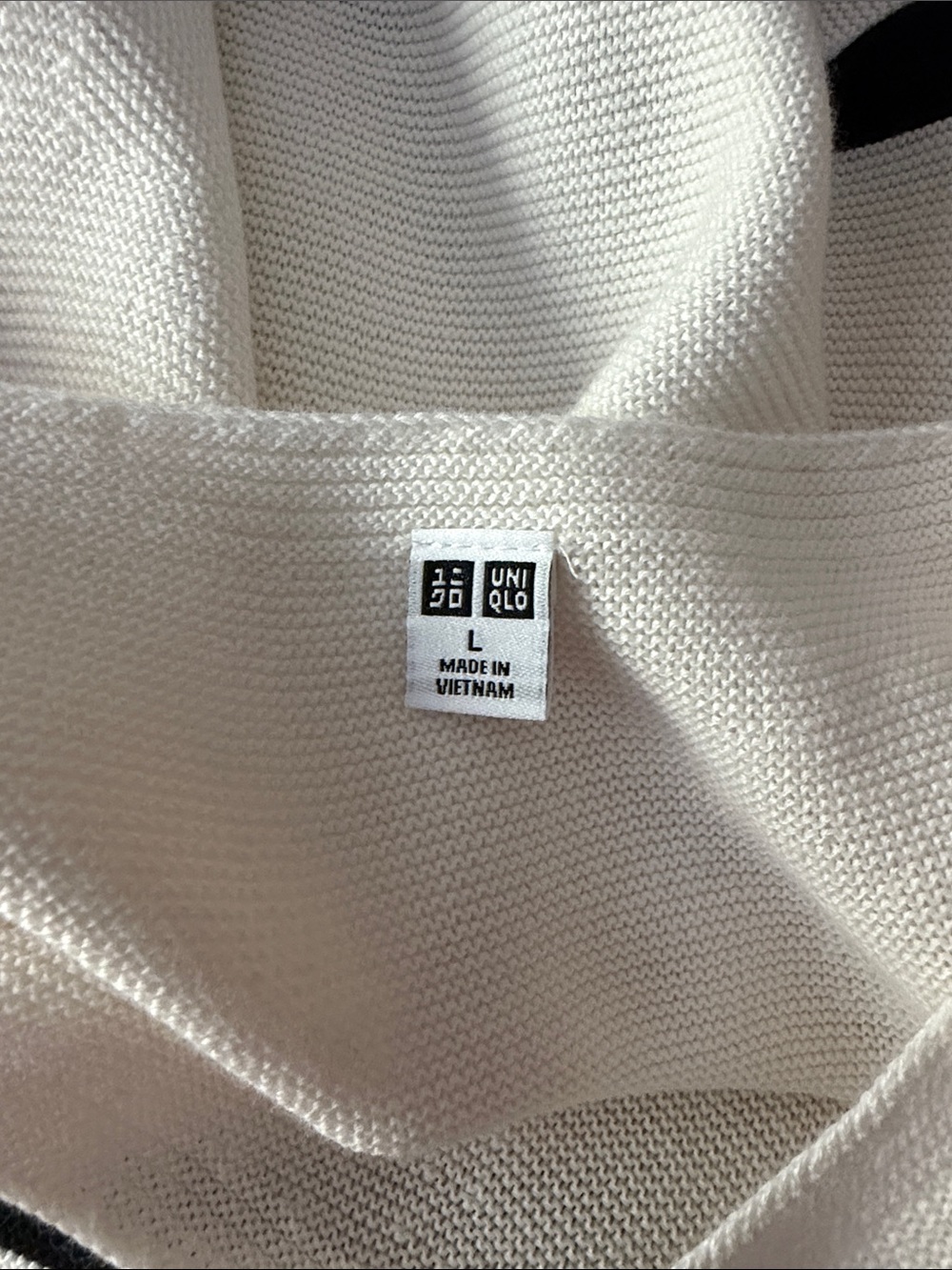 Uniqlo 3D Knit Cotton Sweater White/Black Stripes Sz L - Picture 6 of 7